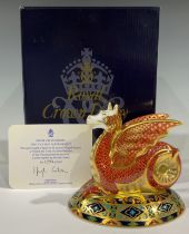 A Royal Crown Derby paperweight, The Wessex Winged Wyvern, designed by Louise Adams, limited edition