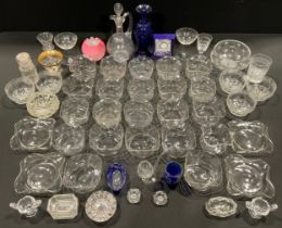 A glass set of 23 Victorian finger bowls; rinsers; crystal clock; etc