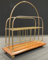 An Edwardian brass and mahogany magazine or periodical rack, c.1905