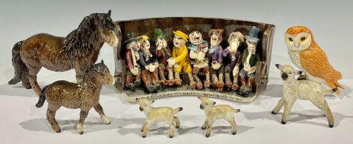 A Runnaford Pottery figure group, by Will Young, of Uncle Tom Cobley and seven drinking companions