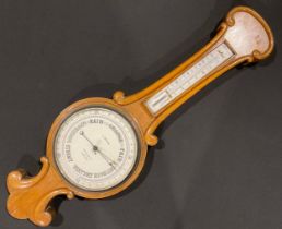 A Victorian Scottish oak aneroid wheel barometer, by J Brown, Glasgow, c.1890