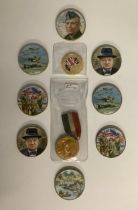 Badges & Medals - a WWI European War 1914-1919 peace medal; a D-Day 50th Northumbrian Division coin;