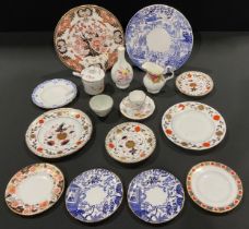 A Royal Crown Derby 383 pattern dinner plate; other plates and saucers including Mikado, Asian