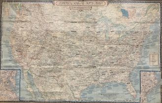 A large historiacal oak framed map of the United States