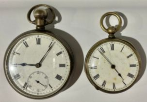 A George V silver open faced pocket watch, Birmingham 1917; another, marked Fine Silver (2)