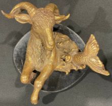 A gilt bronze bull Taurus Ware plaque