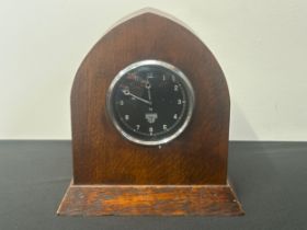 Car Dashboard Clock, maker marked "Smiths". Black dial approx. 70mm in diameter with white Arabic