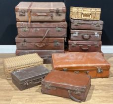 Vintage Luggage - early 20th century and later suitcases, etc, including leather, various sizes (13)