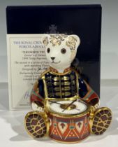 A Royal Crown Derby paperweight, Drummer Teddy, Govier's special commission signature limited