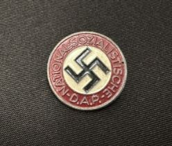 WW2 Third Reich NSDAP Membership badge. Late war painted example. Maker marked "RZM M1/163".