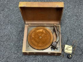 WW2 British "Collero" Record Player which has been converted to player music via phone. Turntable