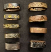 Japanese Sword Fuchi collection, nine examples, all unsigned. (9)