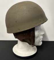 WW2 British Despatch Riders Steel Helmet. Complete with original paint, liner and chinstrap. Liner