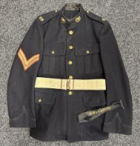 WW2 British Royal Marines Corporals Dress Tunic complete with shoulder titles and collar dogs. Named