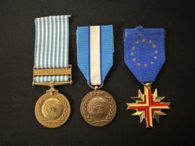 United Nations Medal for Korea: UN Peace Medal: Unofficial EU 1939-45 Combatants Cross. All complete
