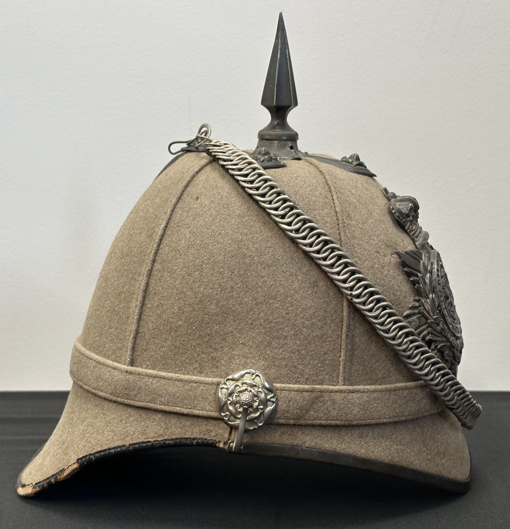 Victorian Officers Grey Cloth Helmet 1st Volunteer Battalion Northumberland Fusiliers. Marked to - Image 5 of 12