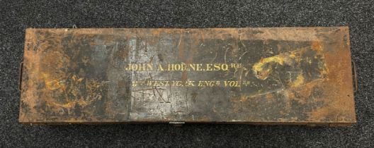 Victorian Officers Tin Trunk Named to "John A Horne Esq.re, 2nd West York Engineer Volunteers". Size