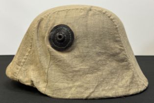 WW1 Imperial German M16 Helmet Shell complete with original very rare light tan thin cotton