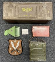 Mixed militaria to include: Post War British Army Wireless Battery ZB127174. 6 Volt, 40 AH MK2.