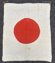 WW2 Imperial Japanese Silk "Meatball" Flag. Leather reinforced corners to top with ties tapes for