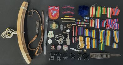 Mixed Militaria including original WW2 British & German medal ribbons, pair of WW2 printed Royal