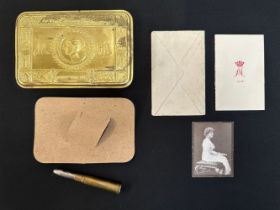 WW1 British Princess Mary's Gift Tin Christmas 1914 complete with card insert containing Bullet