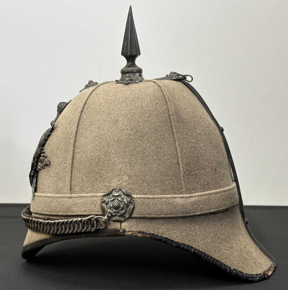 Victorian Officers Grey Cloth Helmet 1st Volunteer Battalion Northumberland Fusiliers. Marked to - Image 3 of 12