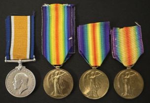 WW1 British Medals: War Medal to 257431 Sapper E Mansfield, Royal Engineers: Three Victory Medals to