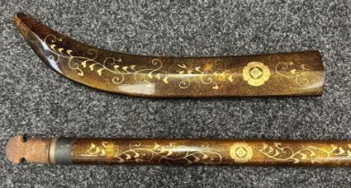Japanese Naginata Polearm 190cm in length, oval in section and Blade Cover 47cm in length. Gilt