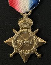 WW1 British 1914-15 Star to 9040 Pte B Wells, Suffolk Regt. Complete with original ribbon.