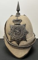 Victorian Officers Grey Cloth Helmet 1st Volunteer Battalion Northumberland Fusiliers. Marked to