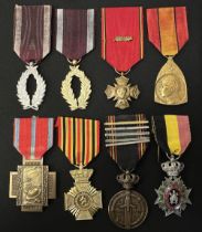 Belgian Medal Collection comprising of : Order of the Crown Gold Palms and Silver Palms: Military