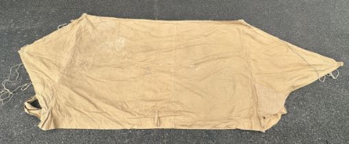 WW2 British Pup Tent, maker marked and dated "M & Co (N) 1945". Complete with 10 original wooden