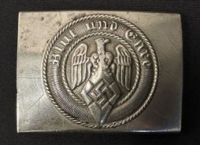 WW2 Third Reich Hitler Jugend Koppelschloss Hitler Youth Belt Buckle. Early nickle finish,