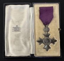 British Civil Division MBE in hallmarked silver. Complete with ribbon and in original case of