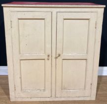 A painted pine food cupboard, 102cm high, 94cm wide, 97cm deep