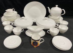 A Royal Worcester Snow pattern dinner and tea service; a Royal Worcester coronation mug; qty