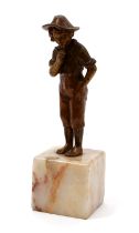 Austrian School (early 20th century), a cold painted bronze, of a young boy, onyx base, 15cm high