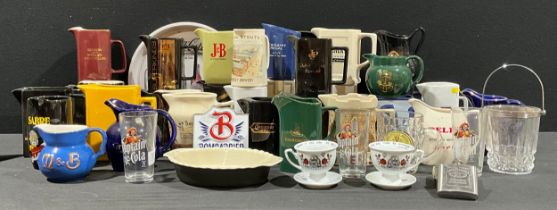 Advertising - a collection of advertising bar water/whisky jugs, including Black & White Scotch