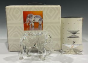 A Swarovski Crystal, African Elephant, annual edition 1993, signed by the designer, certificate,