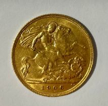 An Edward VII gold half sovereign, 1906