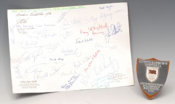 Autographs - Sport - The Olympics - a presentation shield and autographed sheet, From Great