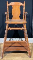 An early 20th century faux-bamboo child’s metamorphic combination high chair and desk, 97cm high (