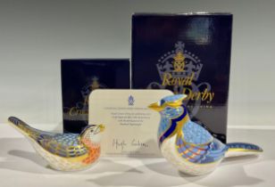 A Royal Crown Derby paperweight, Bluebird, 25th Anniversary exclusive with Geoff Taylor, gold