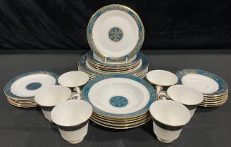 Ceramics - a Royal Doulton Carlyle pattern tea set for six, comprising tea cups, saucers, soup