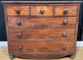 A Post-Regency mahogany chest, possibly Scottish, slightly oversailing rectangular top above three