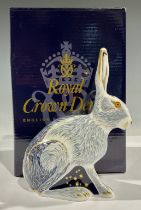 A Royal Crown Derby Paperweight, Starlight Hare, exclusive to the Royal Crown Derby Collector's