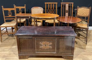 A Regency style mahogany veneered occasional table, brass panther or lion feet, 60.5cm high, 60cm