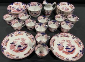 A Clementson Brothers Chusan pattern part dinner and tea service, including twelve cups and saucers,