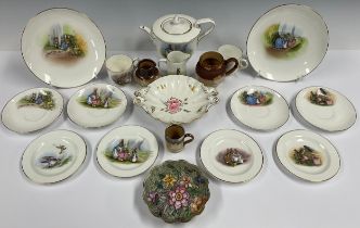 A Grimwades, Beatrix Potter, Peter Rabbit part child's tea service, comprising teapot and cover,